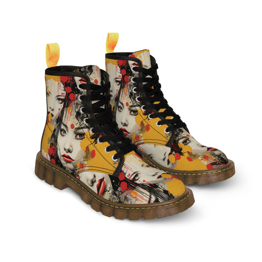 Aijin Splatter Art Men's Nylon Canvas Boots