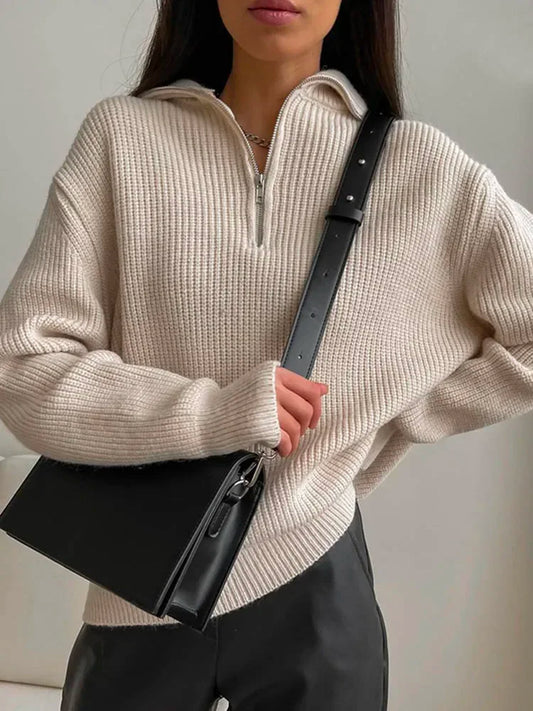 EleganceZip Turtleneck Zipper Sweater: Winter Chic Unleashed
