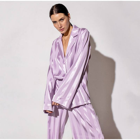 Londyn Elegance Two-Piece Silk Set: Lavender Luxe